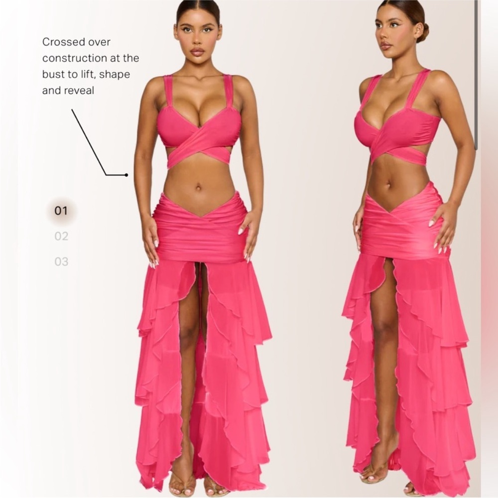 Pink Crossed Over Maxi Dress